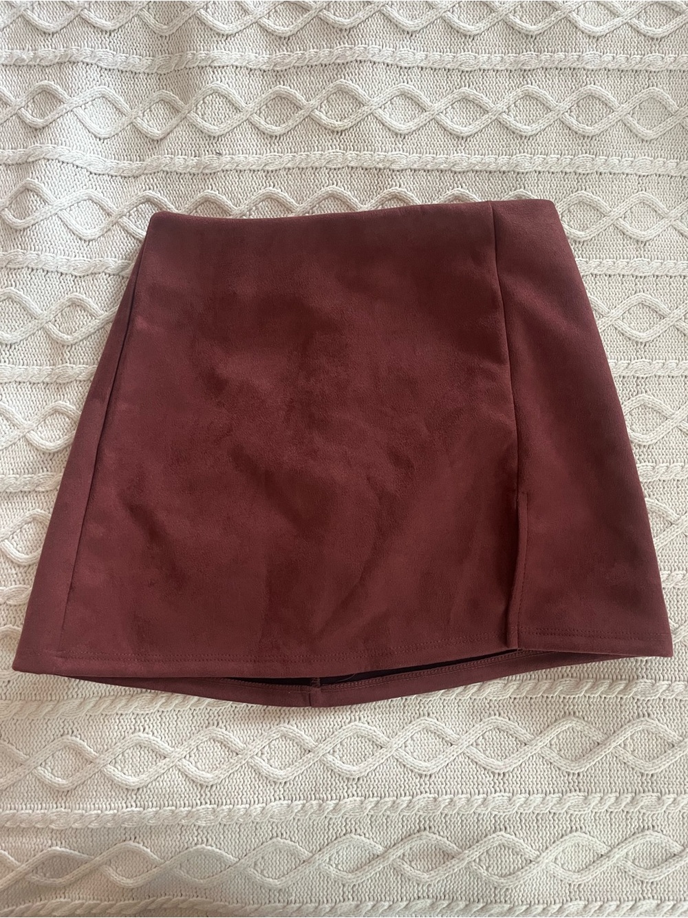 Altar’d State Women's Burgundy Faux Suede Mini Skirt Size XS